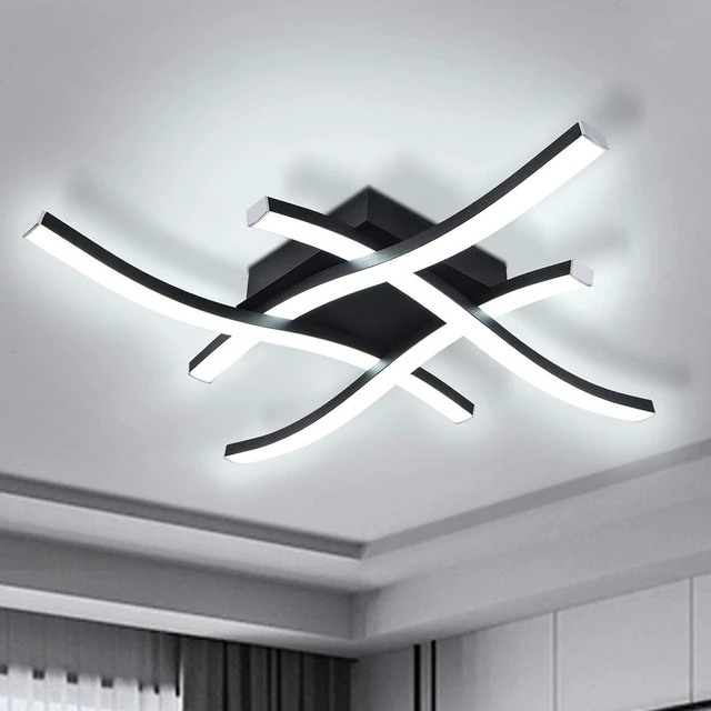 Main image of EDISLIVE Modern Dimmable LED Ceiling Light Curved 4-Light 18 in Minimalist Flush Mount Ceiling Light Fixture Lamp for Bedroom Foyer Kitchen 6000K 24W Black