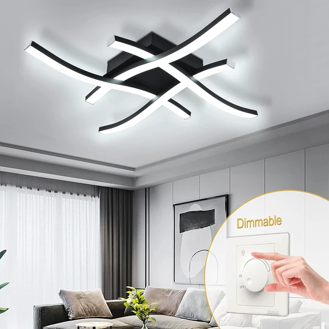Alt view image 5 of 7 - EDISLIVE Modern Dimmable LED Ceiling Light Curved 4-Light 18 in Minimalist Flush Mount Ceiling Light Fixture Lamp for Bedroom Foyer Kitchen 6000K 24W Black