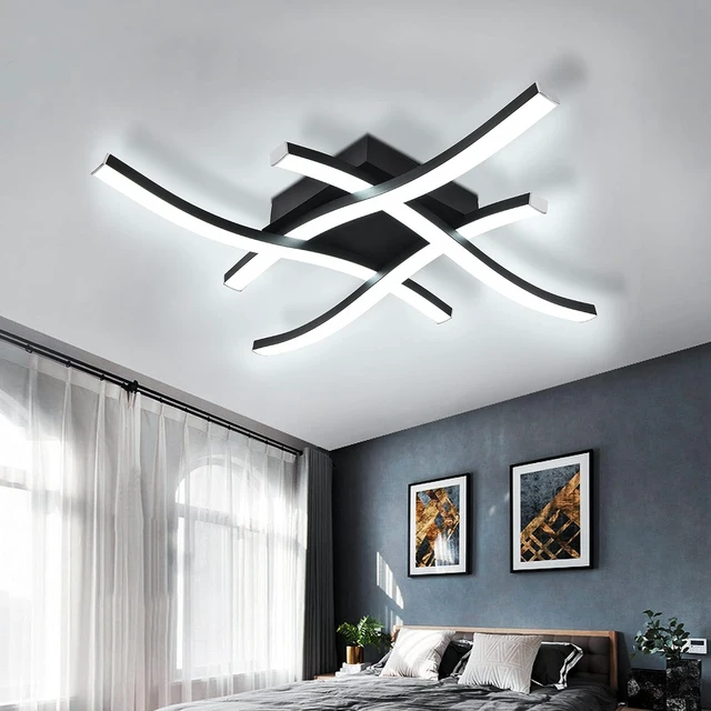 Alt view image 6 of 7 - EDISLIVE Modern Dimmable LED Ceiling Light Curved 4-Light 18 in Minimalist Flush Mount Ceiling Light Fixture Lamp for Bedroom Foyer Kitchen 6000K 24W Black