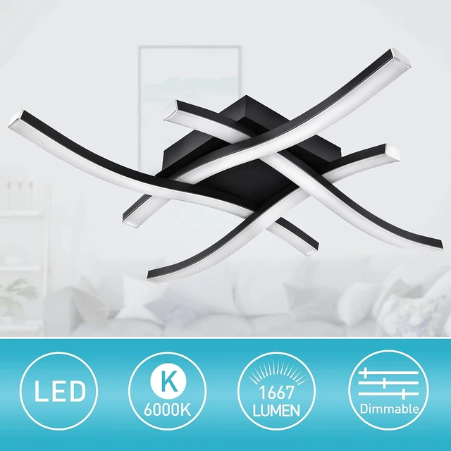 Alt view image 2 of 7 - EDISLIVE Modern Dimmable LED Ceiling Light Curved 4-Light 18 in Minimalist Flush Mount Ceiling Light Fixture Lamp for Bedroom Foyer Kitchen 6000K 24W Black