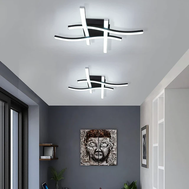 Alt view image 7 of 7 - EDISLIVE Modern Dimmable LED Ceiling Light Curved 4-Light 18 in Minimalist Flush Mount Ceiling Light Fixture Lamp for Bedroom Foyer Kitchen 6000K 24W Black
