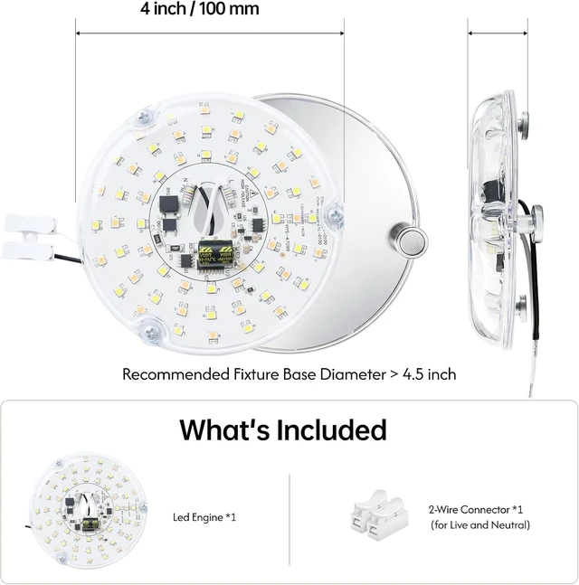 Alt view image 6 of 7 - 4 Inch Ceiling Fan Light Led Replacement 3CCT, Easy Magnetic Mount on