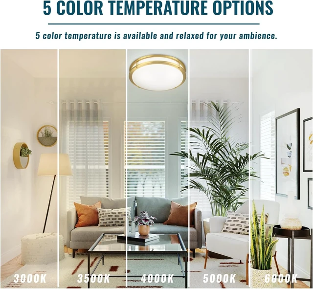 Alt view image 4 of 7 - 18 inch Ceiling Light Fixture Flush Mount Gold, 36W Large Living Room Ceiling Light LED, Dimmable Kitchen Lighting Fixture for Bedroom, Bathroom, Living Room