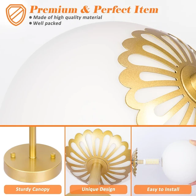 Alt view image 2 of 7 - 3 Lights Gold Semi Flush Mount Ceiling Light Mid Century Modern Light