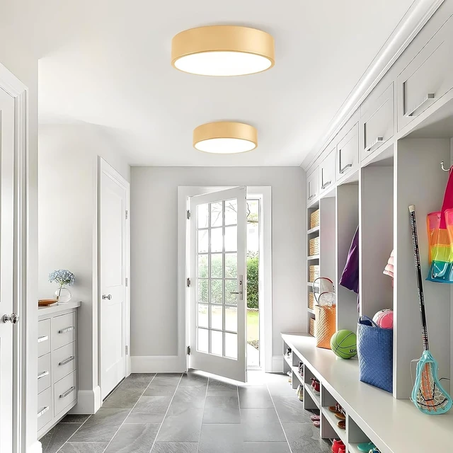 Alt view image 6 of 7 - 11.8" Gold Flush Mount Ceiling Light,2-Light Ceiling Lamp
