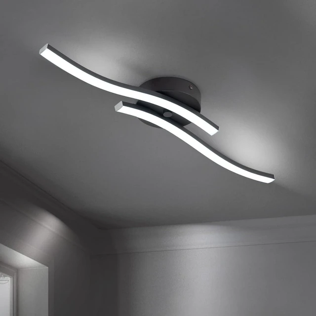 Main image of EDISLIVE 22.5 Inch Black Curved LED Ceiling Light, 12W 1200LM Dimmable Flush Mount, 6000K Cool White Slim Low Profile Lighting Fixture for Kitchen Hallway Office Garage