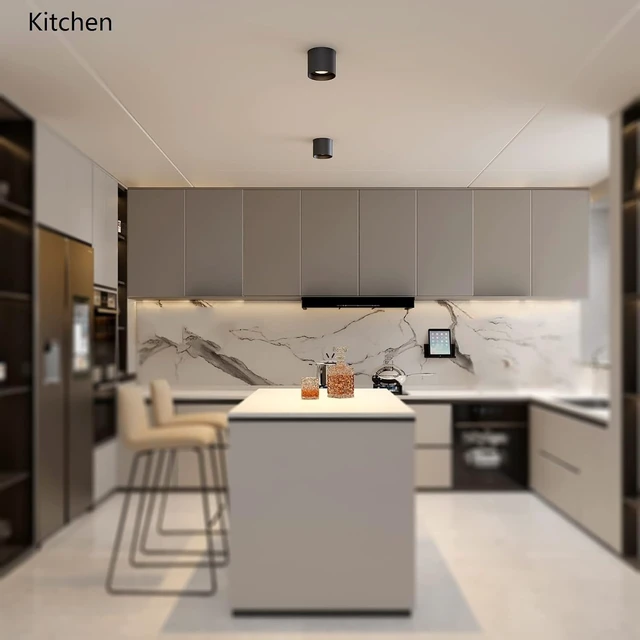 Alt view image 4 of 7 - Ceiling Light Fixture, Flush Mount Ceiling Lights LED Dimmable Cylinder Ceiling Light Spot Light for Living Room Hallway Kitchen Dining Room Foyer 3000K 14.5W (Black)