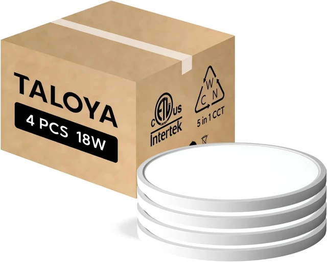 Main image of TALOYA Flush Mount Ceiling Light,10 Inch-4 Pack,18W,5000K Daylight