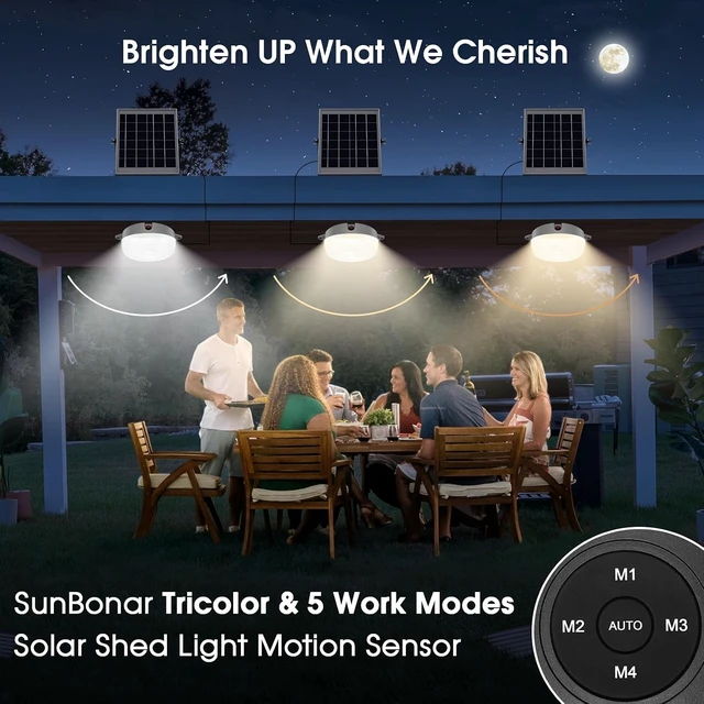 Alt view image 2 of 7 - Solar Ceiling Light Motion Sensor, 5 Modes Day/Night for Shed Barn