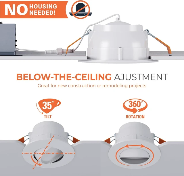 Alt view image 3 of 7 - HALO RA 6 inch LED Recessed Lighting Adjustable Gimbal 5CCT 600/900lm