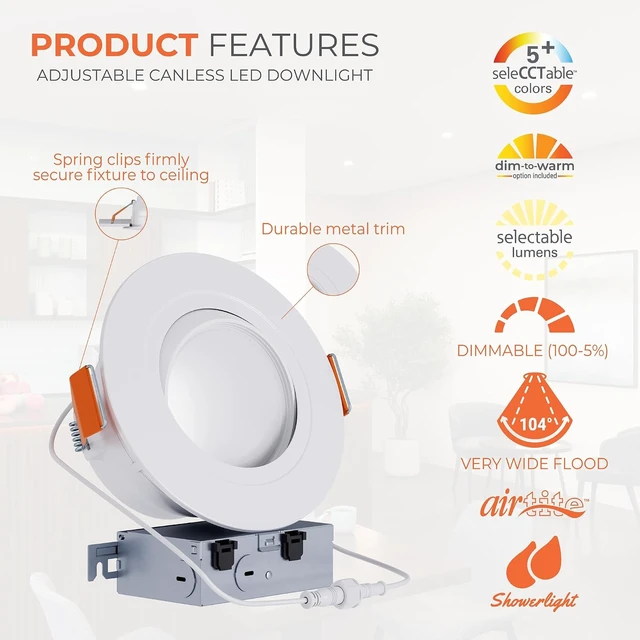 Alt view image 2 of 7 - HALO RA 6 inch LED Recessed Lighting Adjustable Gimbal 5CCT 600/900lm