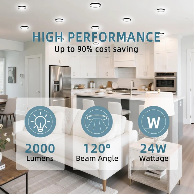Alt view image 2 of 7 - TOPELER Black Slim LED Surface Mount Ceiling Light, 9inch Dimmable Round Flat Panel Lights, 24W 2000Lm, 5CCT Selectable Low Profile Ceiling Light Fixtures for Hallway, Kitchen, Porch, 2 Pack