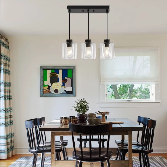 Alt view image 5 of 6 - 3-Light Black Pendant Light Kitchen Island Dinning Room