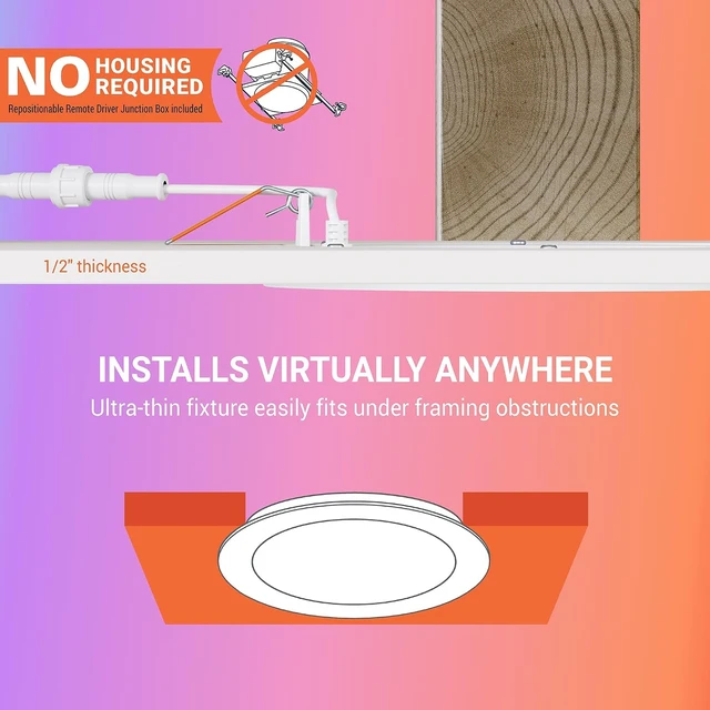 Alt view image 3 of 7 - HALO HLB LED Recessed Lighting 6 in Smart Wi-Fi RGBWW Canless ceiling Light