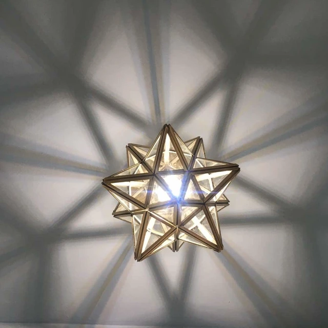 Alt view image 4 of 6 - Bieye L10821 Moravian Star Tiffany Style Stained Glass Ceiling Light, 12 in