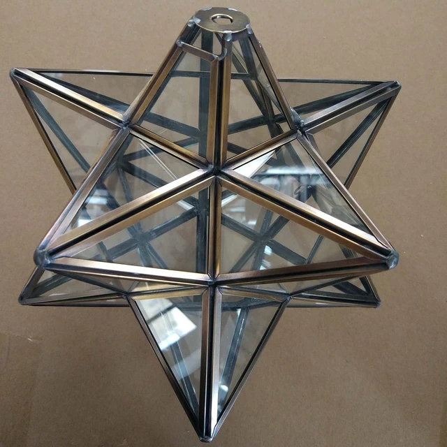Alt view image 5 of 6 - Bieye L10821 Moravian Star Tiffany Style Stained Glass Ceiling Light, 12 in