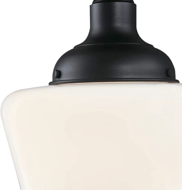 Alt view image 2 of 6 - Westinghouse 6578300 Scholar 9 inch Vintage One-Light Semi-Flush Mount Outdoor Ceiling Light Fixture Textured Black Finish, White Opal Glass