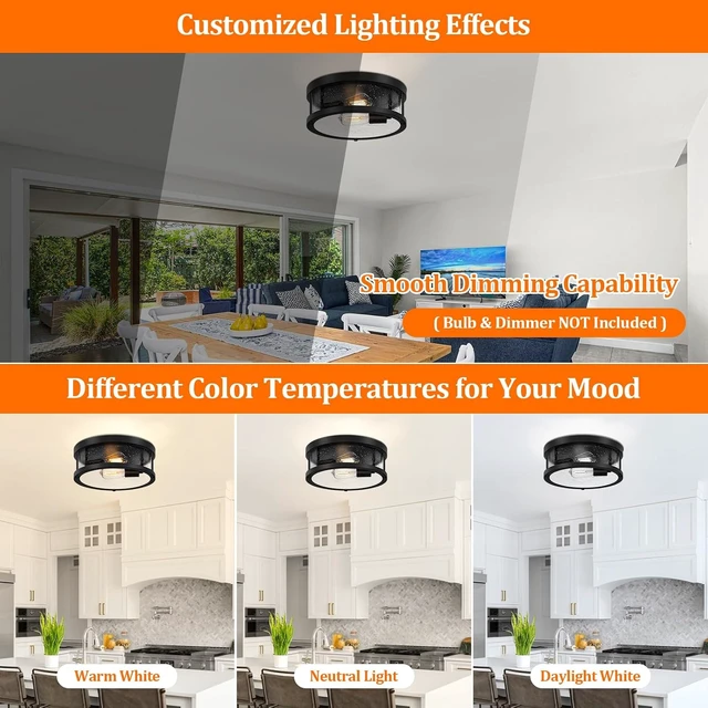 Alt view image 3 of 7 - Black Flush Mount Ceiling Light Fixture, Farmhouse Light Fixture with Seeded Glass Lampshade, 2-Light Industrial Close to Ceiling Lighting for Hallway, Kitchen, Entryway, Foyer(Bulb Not Included)