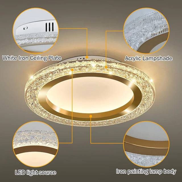 Alt view image 3 of 7 - UOFUS 28W Gold LED Flush Mount Ceiling Light 12inch Modern Round Ceiling Light Fixture 3000K-6000K Super Bright Circle Ceiling Lamp for Bedroom Kitchen Bathroom Entryway Hallway Stairwell