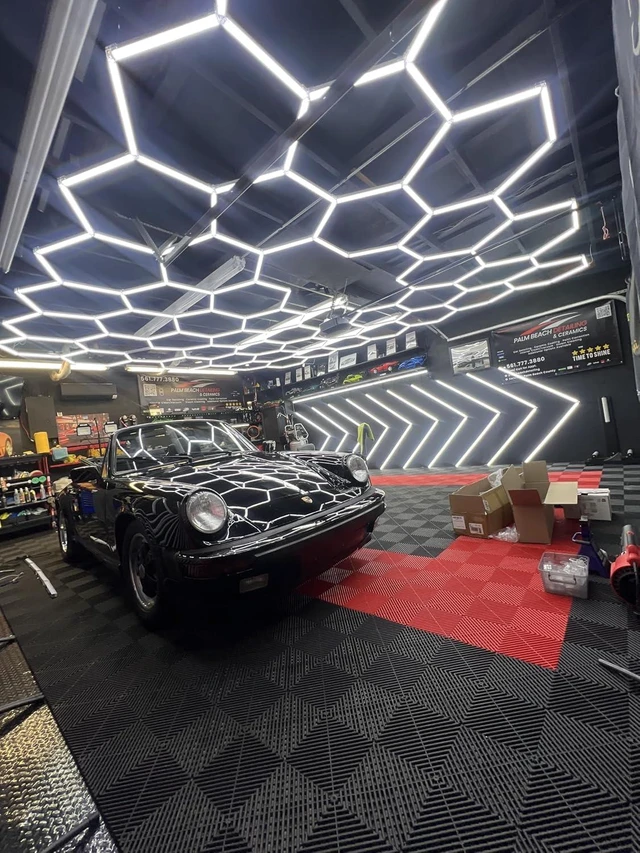 Alt view image 7 of 7 - MODERN 11Grids Hexagon Garage Light: 48Pack 384W 47000LM High Brightness Hexagon Garage Lights-Easy Install Honeycomb Ceiling Lights for Warehouse, Gym Basement, Exhibition Hall