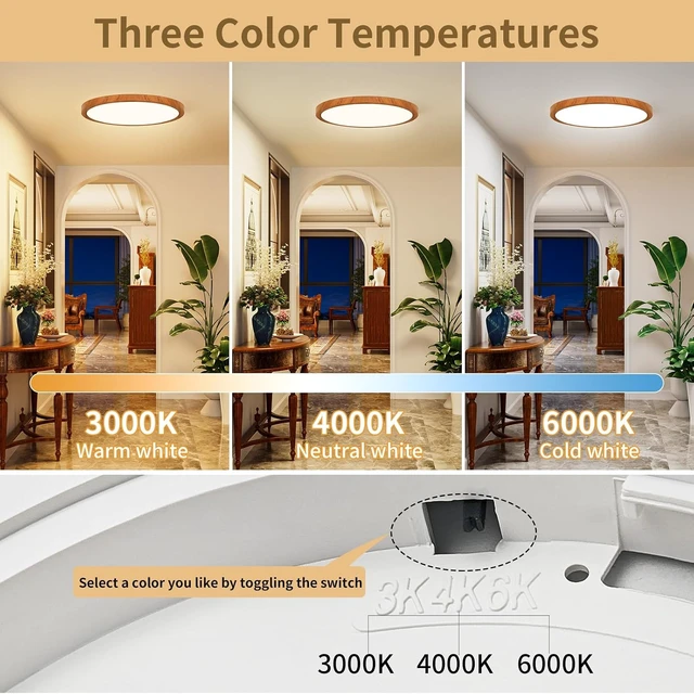 Alt view image 3 of 7 - Flush Mount Ceiling Light Fixture Walnut Grain 12 Inch 24W 2Pcs