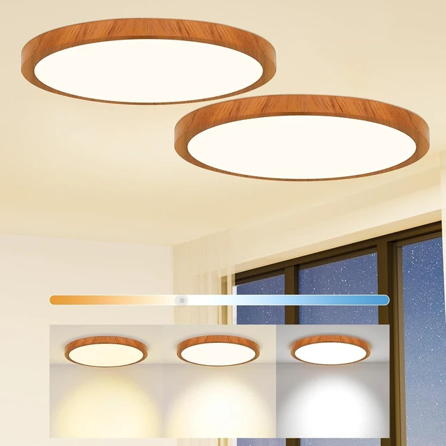 Main image of Flush Mount Ceiling Light Fixture Walnut Grain 12 Inch 24W 2Pcs