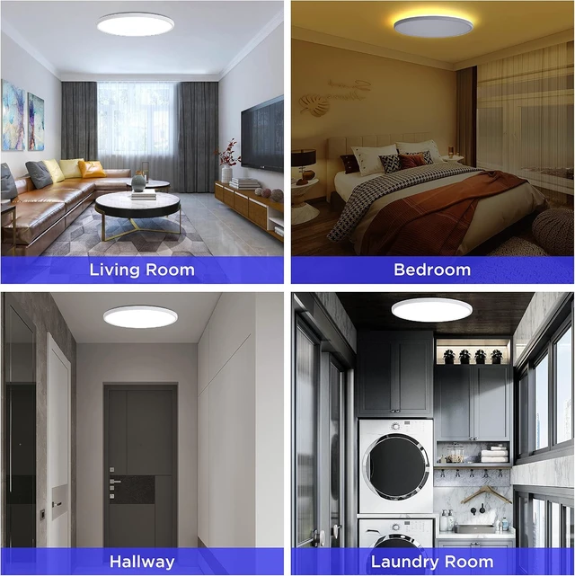 Alt view image 5 of 7 - ocioc 18inch Flush Mount Ceiling Light Fixture with Remote Control, 40W, 2000K Nightlight, 3000K-6500K Color Changeable, LED Ceiling Light for Living Room/Bedroom/Kitchen White