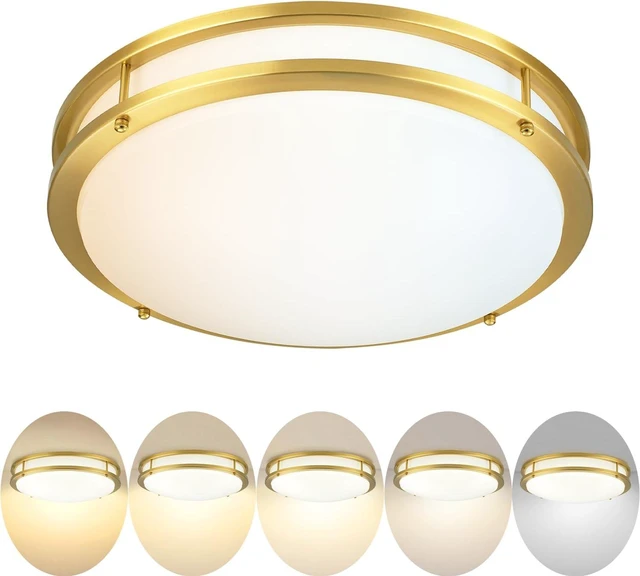 Main image of 18 inch Ceiling Light Fixture Flush Mount Gold, 36W Large Living Room Ceiling Light LED, Dimmable Kitchen Lighting Fixture for Bedroom, Bathroom, Living Room