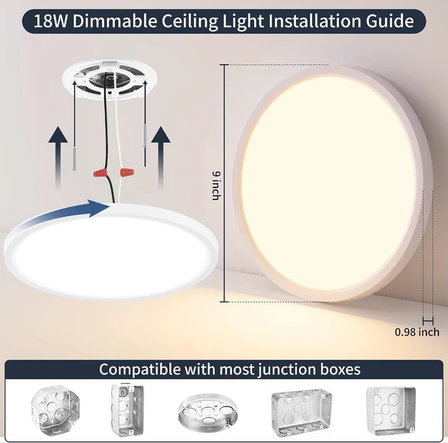 Alt view image 2 of 7 - 4Pcs 9 Inch Light Fixtures Ceiling Mount Bathroom Bedroom Closet Led Lights