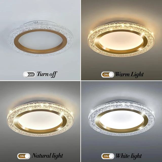 Alt view image 4 of 7 - UOFUS 28W Gold LED Flush Mount Ceiling Light 12inch Modern Round Ceiling Light Fixture 3000K-6000K Super Bright Circle Ceiling Lamp for Bedroom Kitchen Bathroom Entryway Hallway Stairwell