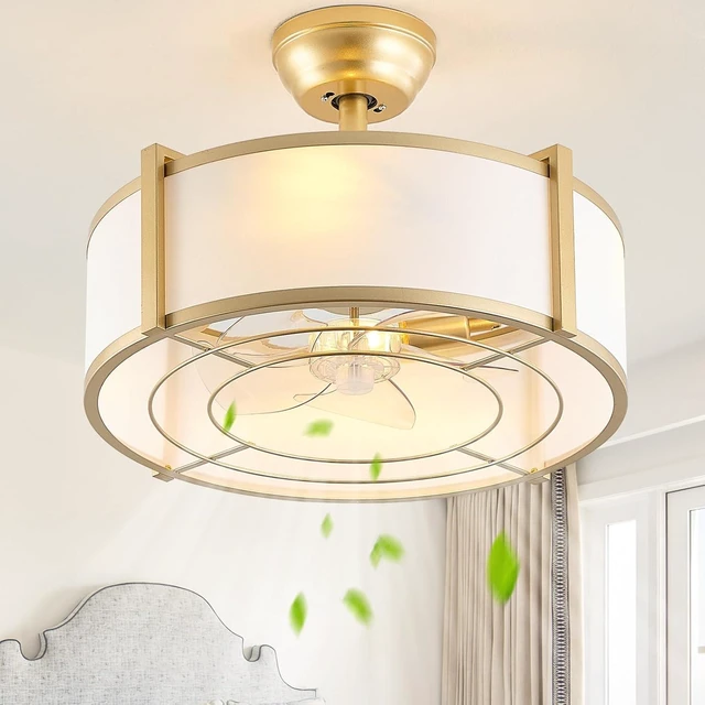 Main image of SYDACG 20" Caged Ceiling Fans with Lights, Gold Fandelier Ceiling Fan with Light, Boho Chandelier Fan Remote Control, 6 Speeds for Bedroom, Nursery, Living Room