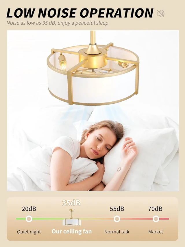 Alt view image 4 of 7 - SYDACG 20" Caged Ceiling Fans with Lights, Gold Fandelier Ceiling Fan with Light, Boho Chandelier Fan Remote Control, 6 Speeds for Bedroom, Nursery, Living Room