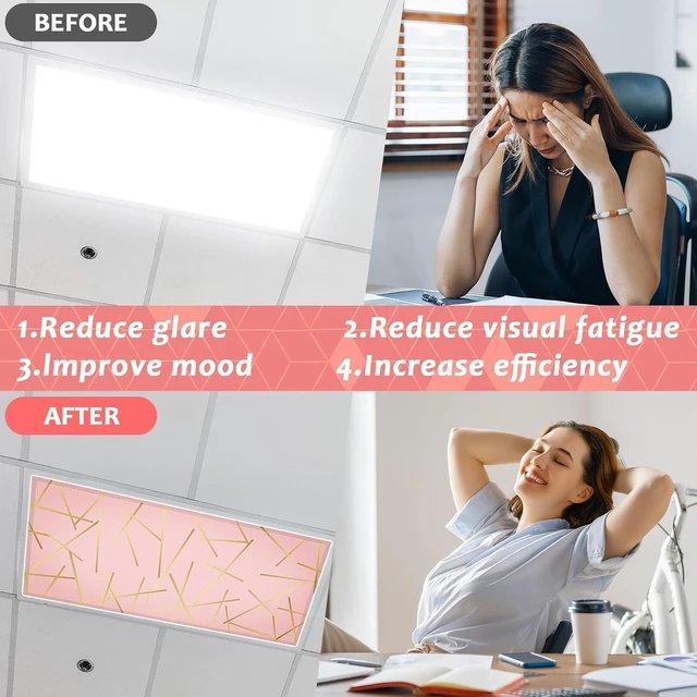 Alt view image 7 of 7 - QOUBAI 12PCS Fluorescent Light Covers, 4x2 Feet Magnetic Light Cover Fluorescent Lights Shade Panel Positive Inspirational Ceiling Lights Filters for Office Classroom Home Drop Ceiling Geometric