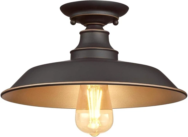Main image of Westinghouse 6370300 Iron Hill 12-Inch, One-Light Indoor Semi Flush Mount Ceiling Light, Oil Rubbed Bronze Finish with Highlights