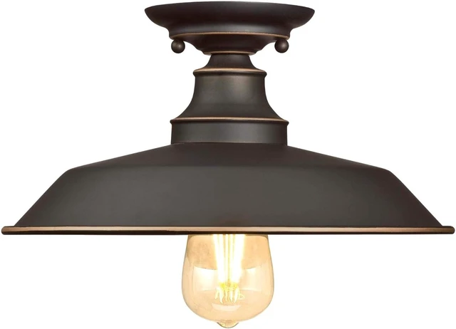 Alt view image 2 of 4 - Westinghouse 6370300 Iron Hill 12-Inch, One-Light Indoor Semi Flush Mount Ceiling Light, Oil Rubbed Bronze Finish with Highlights