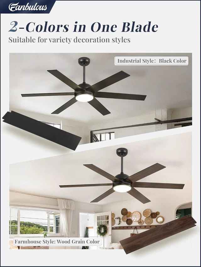 Alt view image 4 of 7 - Fanbulous 58 Inch Black Ceiling Fans with 3 CCT Lights and Remote