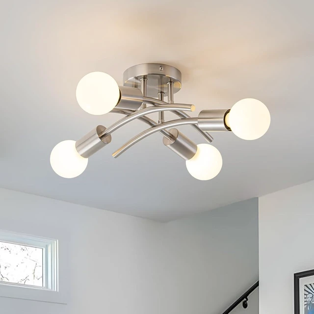Main image of WILON 4-Light Modern Semi Flush Mount Ceiling Light Fixture, Brushed Nickel