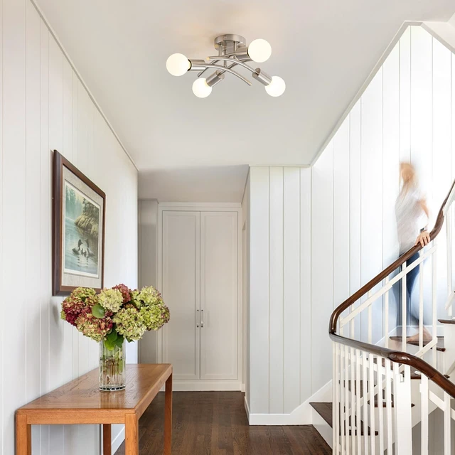 Alt view image 4 of 7 - WILON 4-Light Modern Semi Flush Mount Ceiling Light Fixture, Brushed Nickel