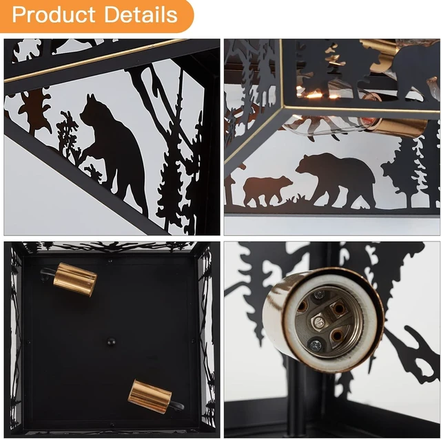Alt view image 6 of 7 - Farmhouse Flush Mount Ceiling Light Fixture, 2-Light Bear Rustic Light Fixtures for Log Cabin Kitchen, Bedroom, Living Room, Outdoor Porch, and Foyer Entryway Lighting (Bulbs not Included)