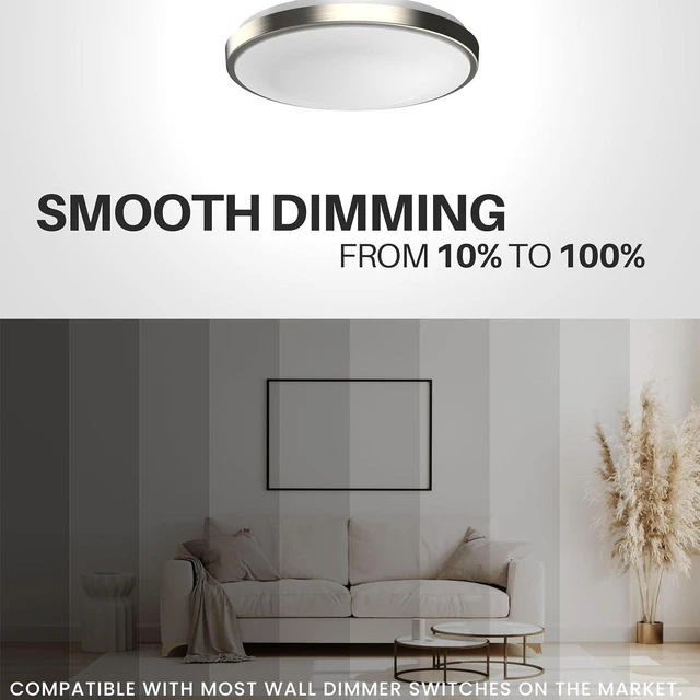 Alt view image 4 of 7 - 13" LED Flush Mount Ceiling Light Brushed Nickel Dimmable Adjustable Color Temperature Cozy Warm to Cool White Daylight 2700K 3000K 3500K 4000K 5000K Selectable 5CCT (13 inches)