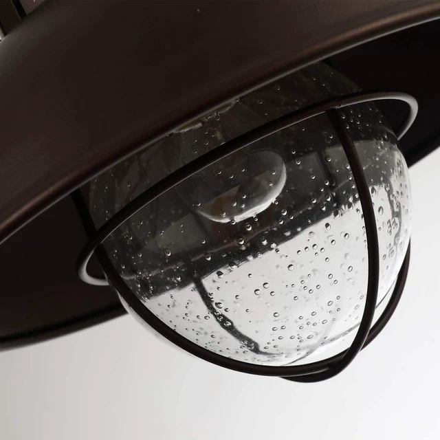 Alt view image 4 of 7 - Outdoor Ceiling Light Farmhouse 10 Inch Flush Mount Ceiling Lights Fixture Oil Rubbed Bronze,Metal Cage Seeded Glass Semi Entry Hall Light Fixtures