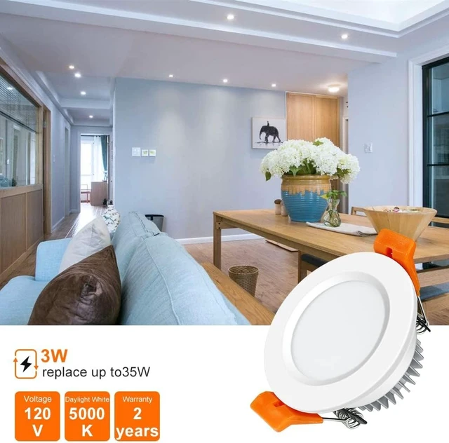 Alt view image 3 of 5 - inShareplus 2 Inch LED Recessed Lighting, 10 Pack Canless Downlights, 3W (35W Equivalent), Dimmable, 5000K Daylight White, CRI80, 250LM, Ultra-Thin with LED Driver for Kitchen, Hallway, Cabinet