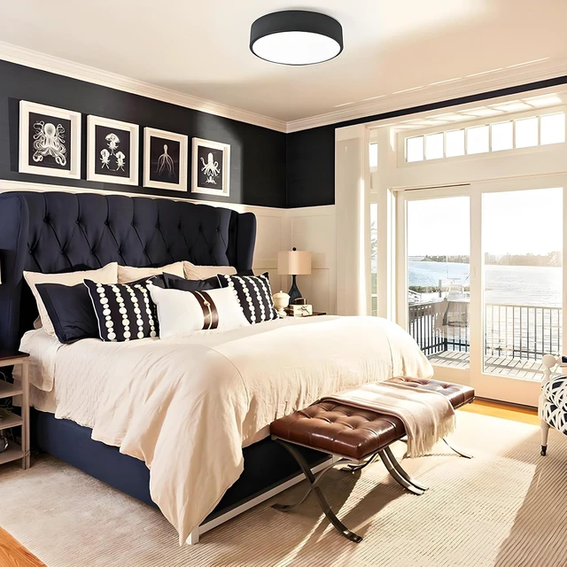 Alt view image 4 of 7 - 2-Light Modern Black Flush Mount Ceiling Light 11.8 Inch