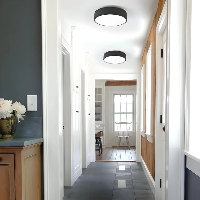 Alt view image 6 of 7 - 2-Light Modern Black Flush Mount Ceiling Light 11.8 Inch