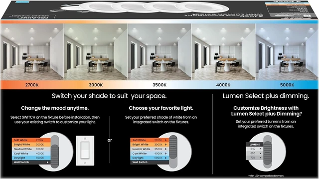 Alt view image 3 of 7 - Feit Electric 4 in LED Recessed Downlight - 5CCT, Dimmable - 4 Pack