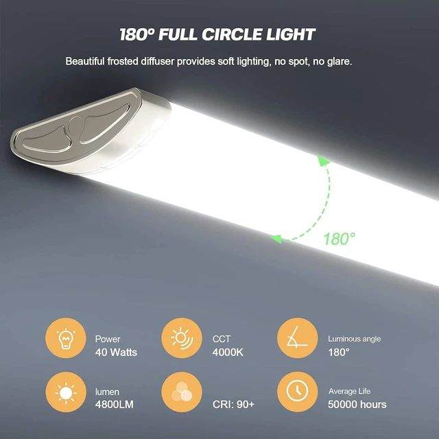 Alt view image 4 of 7 - 4FT Dimmable LED Kitchen Puff Ceiling Light 40W 4000K, 2 Pack