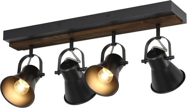 Main image of KEESFU 4-Light Track Lighting Kit,Black Semi Flush Mount Ceiling Light with 4 Rotatable Light Heads,Modern Farmhouse Lighting for Livingroom,Bedroom,Hallway,Art Wall,Bathroom,Kitchen.(4-Light)
