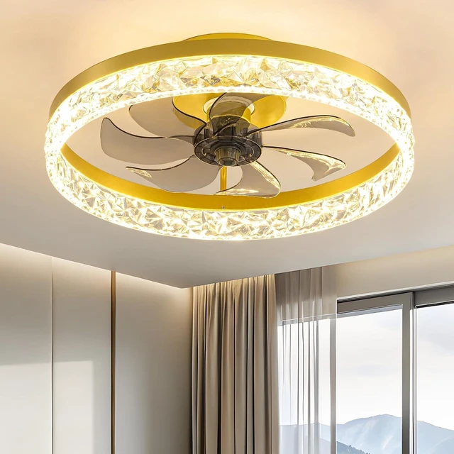 Main image of KDG 19.7" Gold Low Profile Ceiling Fans with Light, Bedroom Fan Lighting