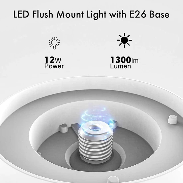 Alt view image 2 of 7 - Lightdot 2 Pack 7 Modern LED Ceiling Light with Pull Chain 12W 4000K, 1300lm, 125W E26 Bulb Replacement, Energy Saving Flush Mount Lighting for Closets/Bedroom/Corridor