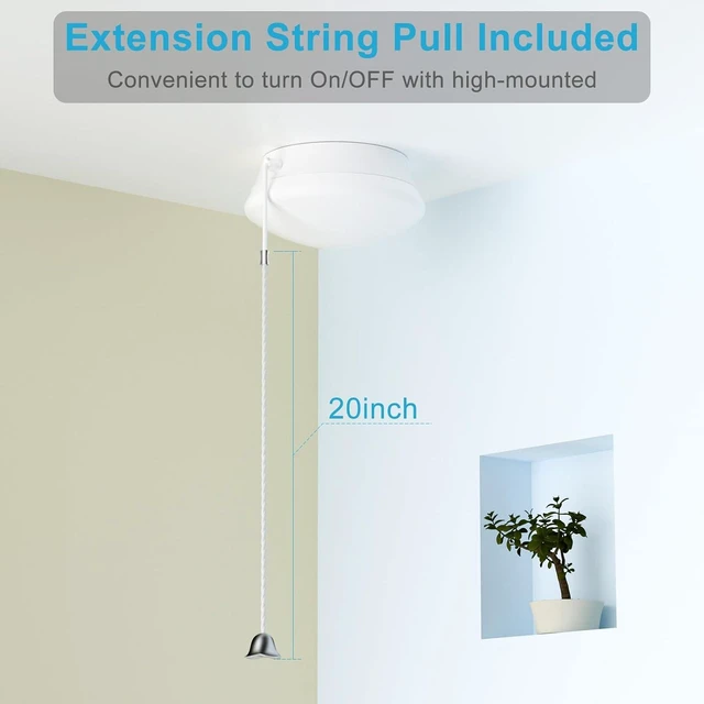 Alt view image 3 of 7 - Lightdot 2 Pack 7 Modern LED Ceiling Light with Pull Chain 12W 4000K, 1300lm, 125W E26 Bulb Replacement, Energy Saving Flush Mount Lighting for Closets/Bedroom/Corridor